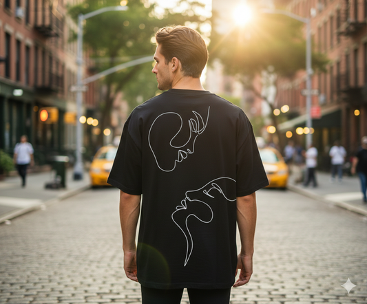 T-SHIRT / PLAYERA COUPLE LINE BLACK