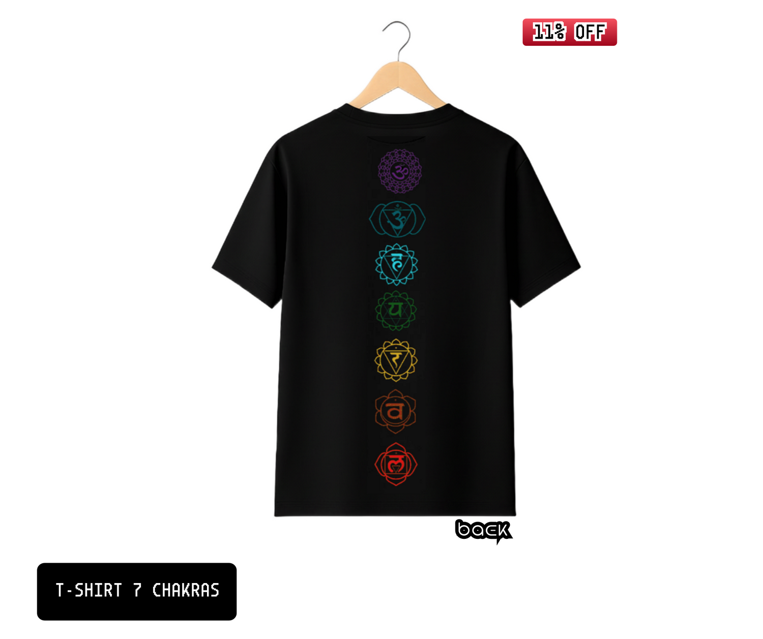 T-SHIRT / PLAYERA 7 CHAKRAS COLOR BLACK