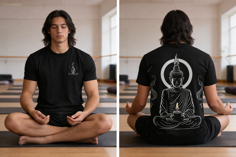 T-SHIRT / PLAYERA MEDITATION FLAME BLACK