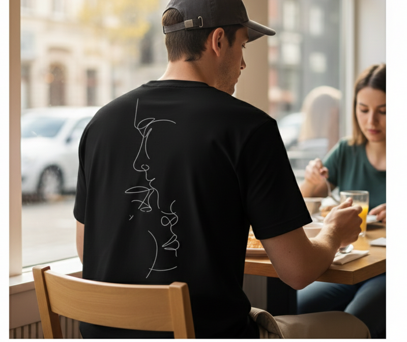 T-SHIRT / PLAYERA COUPLE LINE BLACK