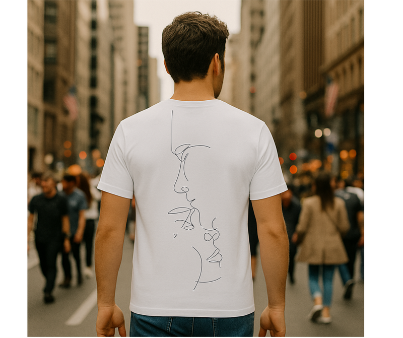 T-SHIRT / PLAYERA COUPLE LINE WHITE