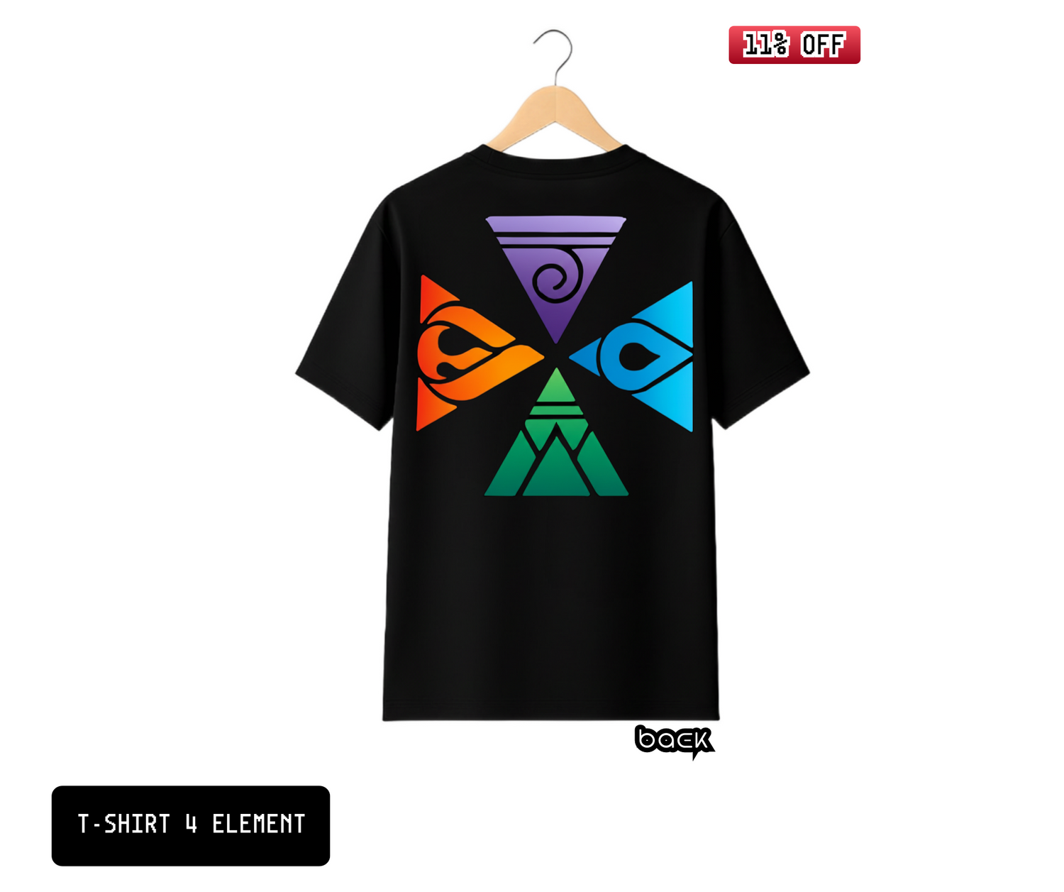T-SHIRT / PLAYERA 4 ELEMENT FULL COLOR BLACK